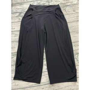 Lisa Bayne‎ Pants Womens M Wide Leg Crop Pull On Lagenlook Black Boho